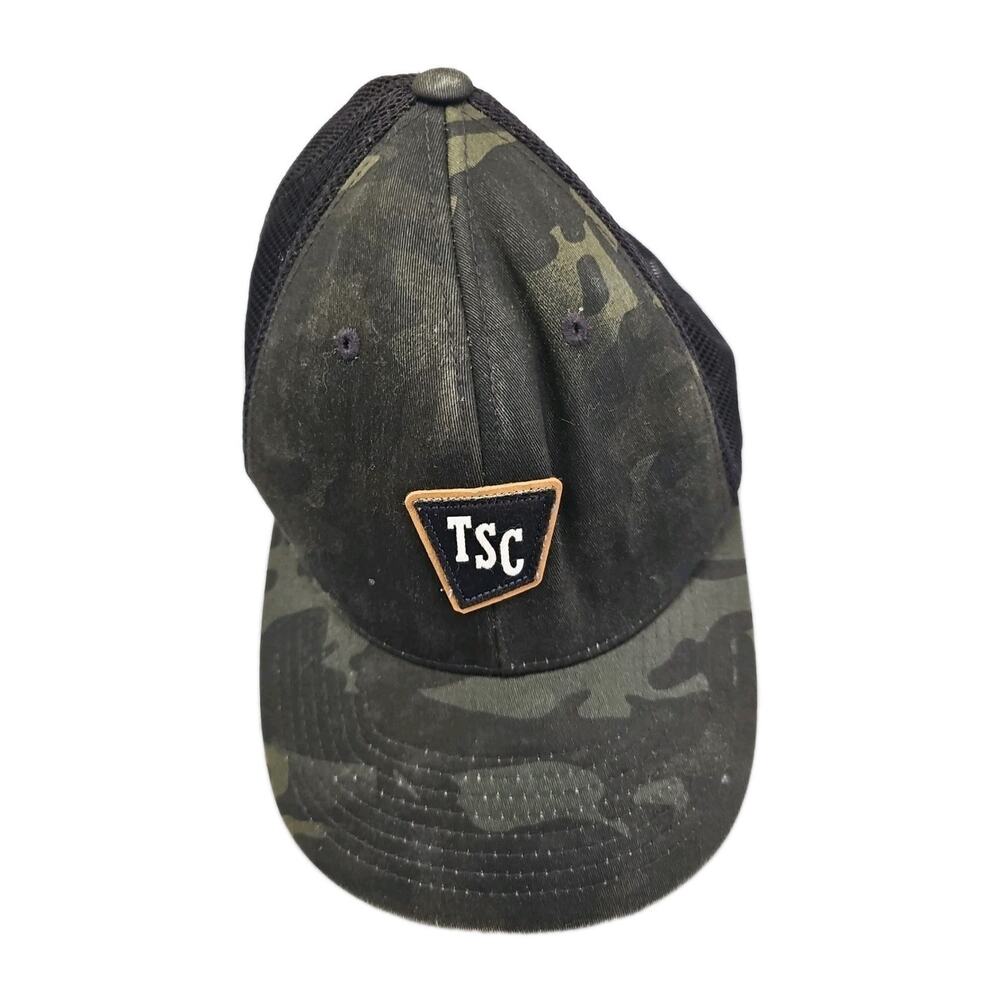 Tractor Supply TSC Camo Black Mesh Back Flexfit OSFM Adjustable Baseball Cap Hat
